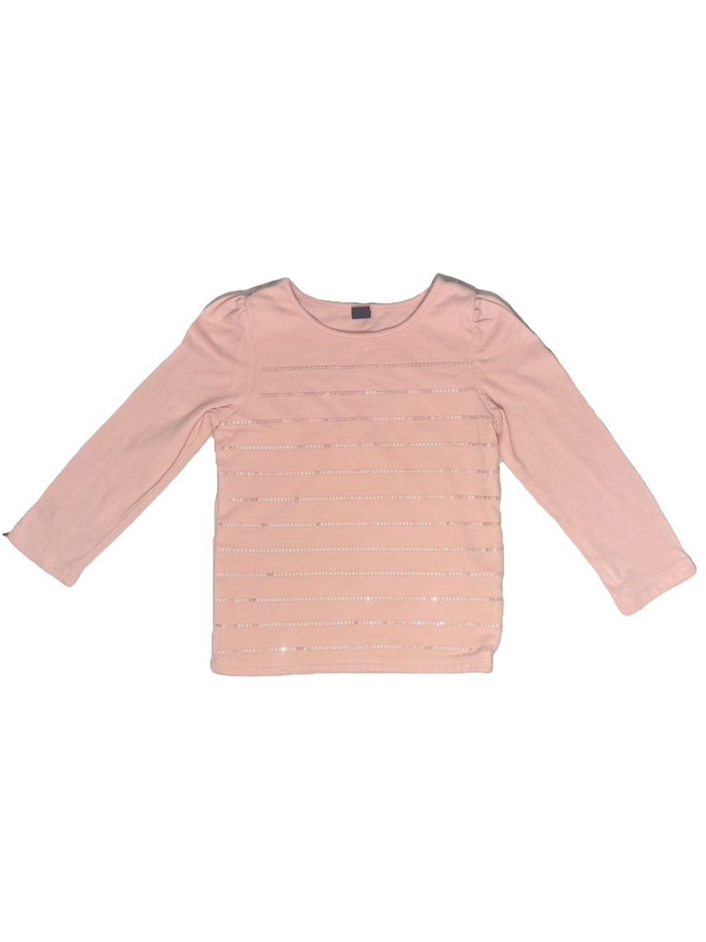 GAP Light Pink Long-Sleeve Sequin Stripe Top